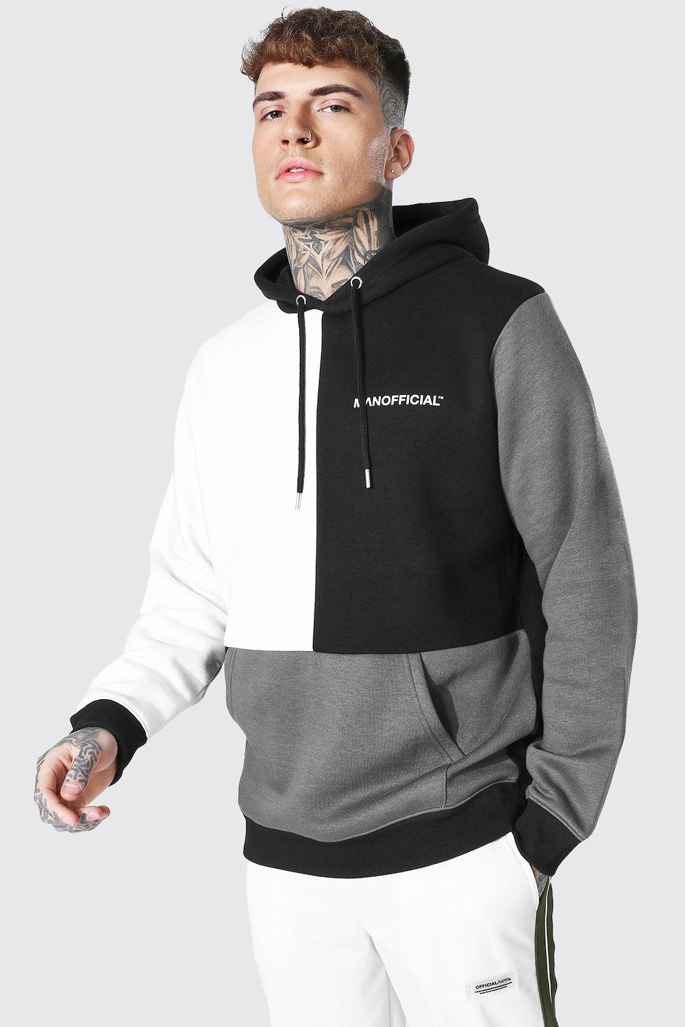 Boohooman colour block outlet hoodie