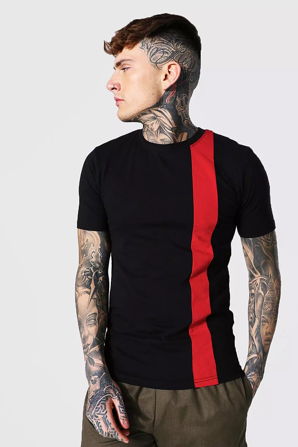 Colour Block Muscle Fit T shirt boohooMAN UK