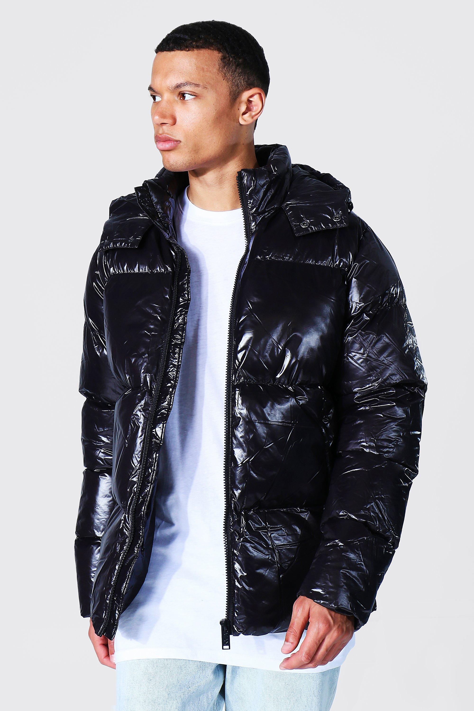 High Shine Hooded Puffer Jacket