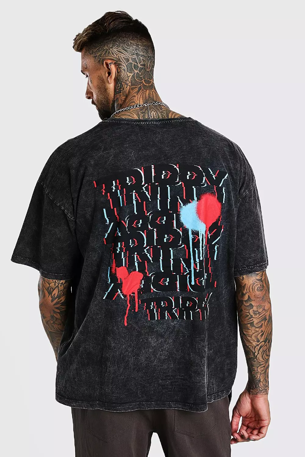 Oversized Acid Wash Trippy Graffiti T-Shirt alternative image