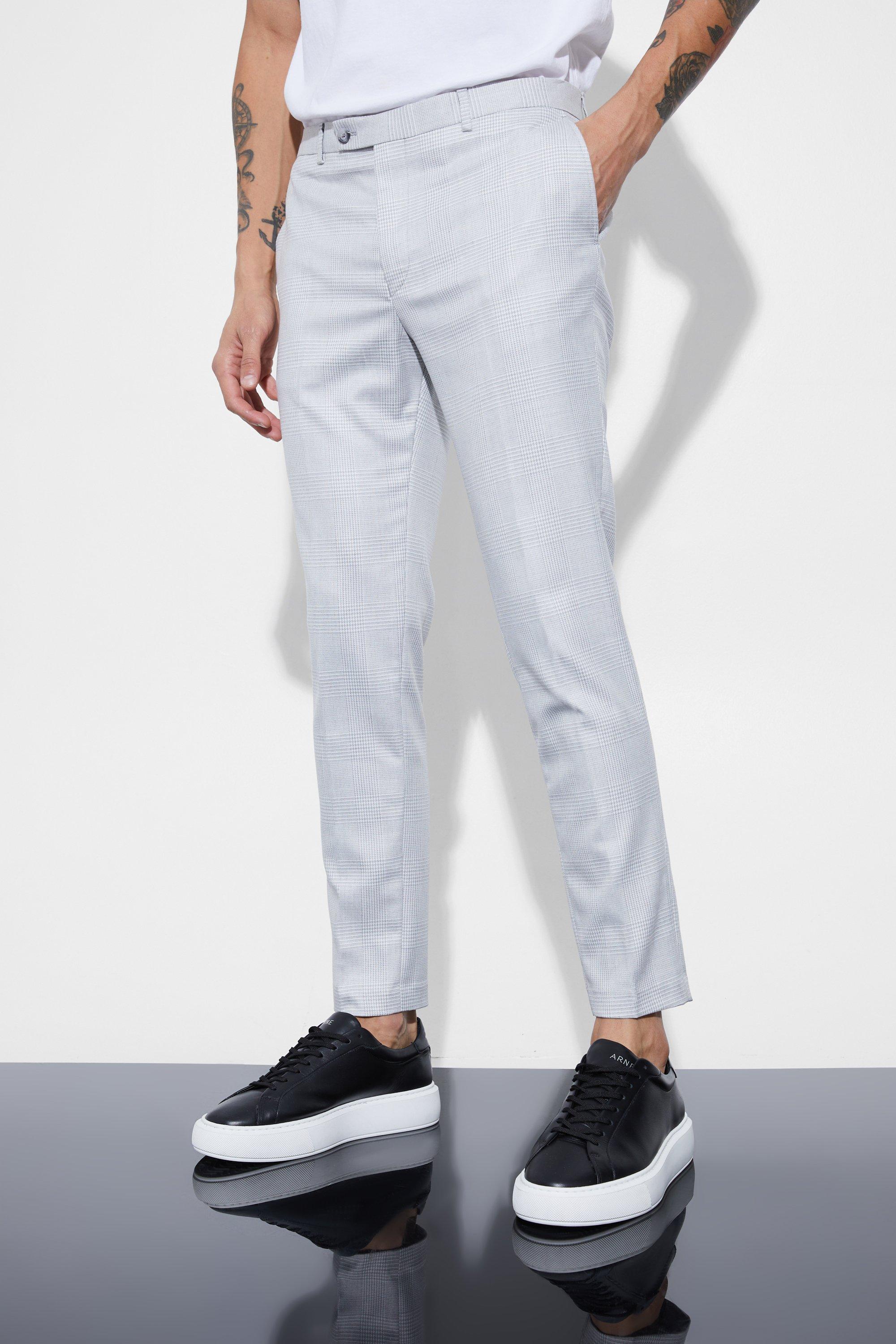mens super skinny check trousers