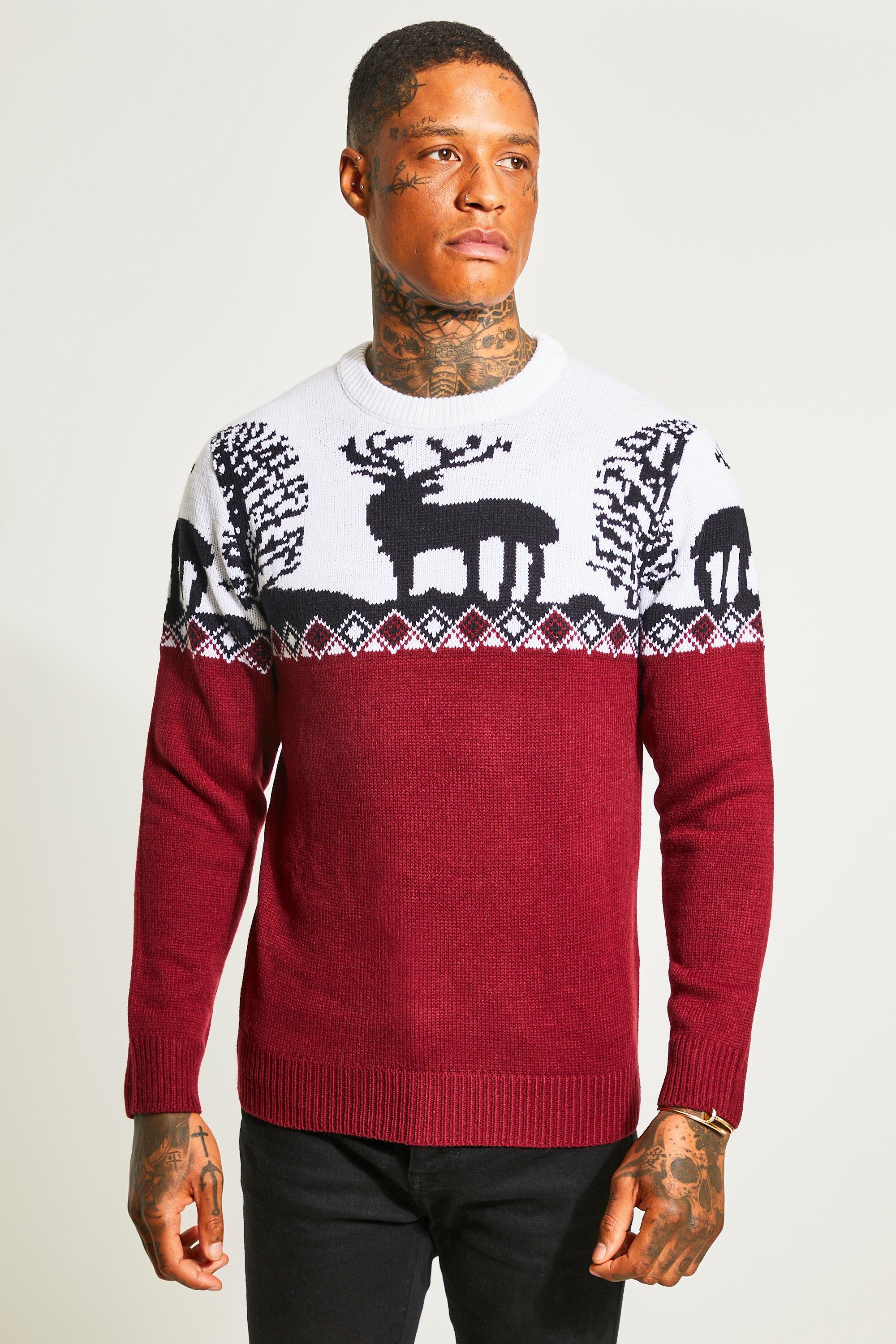 Fair Isle Knitted Christmas Sweater boohooMAN USA