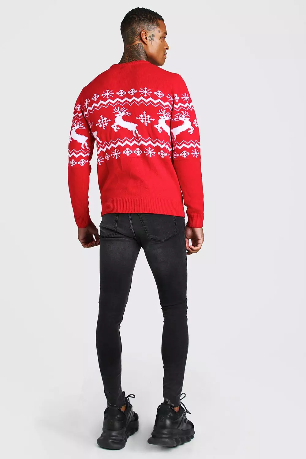 Red Reindeer Fair Isle Christmas Jumper alternative image