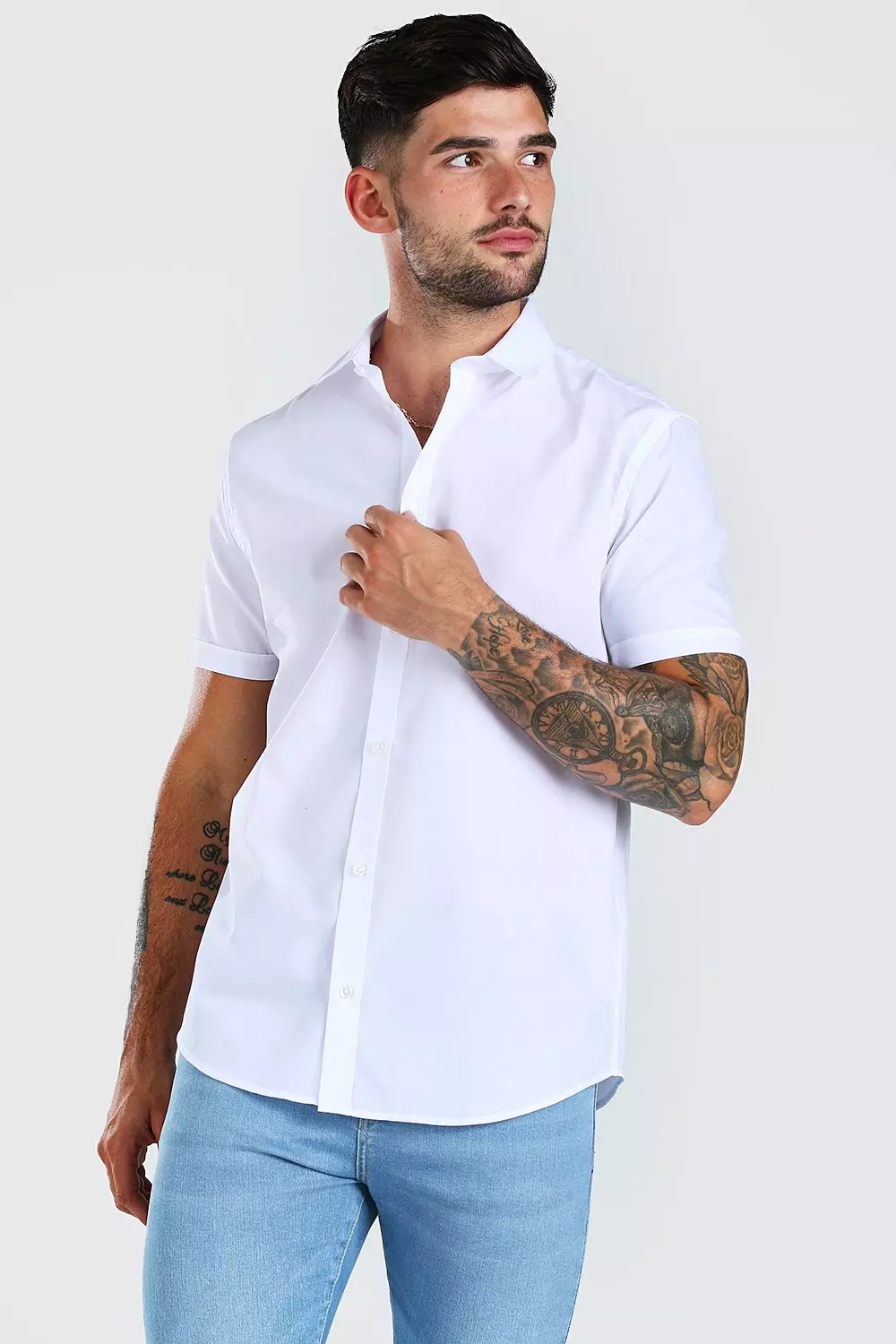 Men's White Short Sleeve Shirts | boohooMAN UK