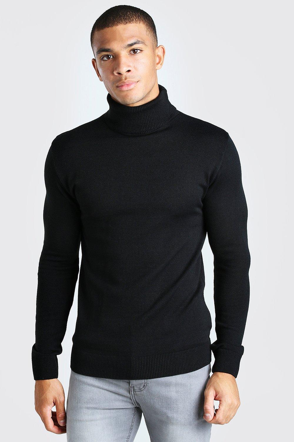 Mens muscle 2025 fit roll neck