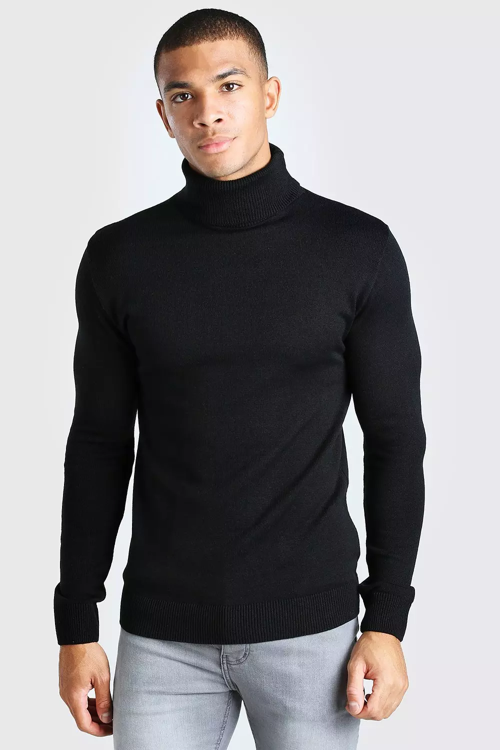 Black muscle fit turtleneck hotsell