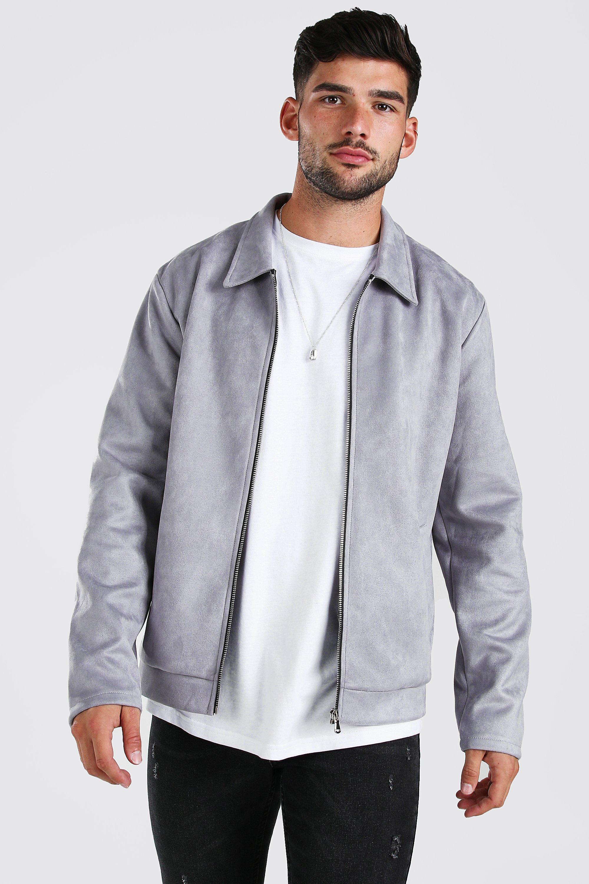 Faux Suede Unlined Harrington Jacket boohooMAN