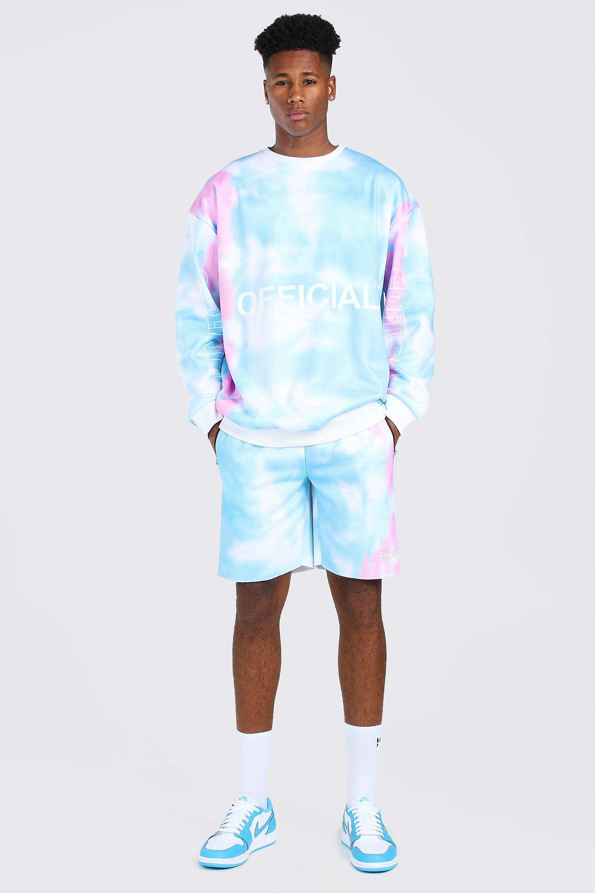 Oversized Official Tie Dye Short Tracksuit | boohooMAN USA