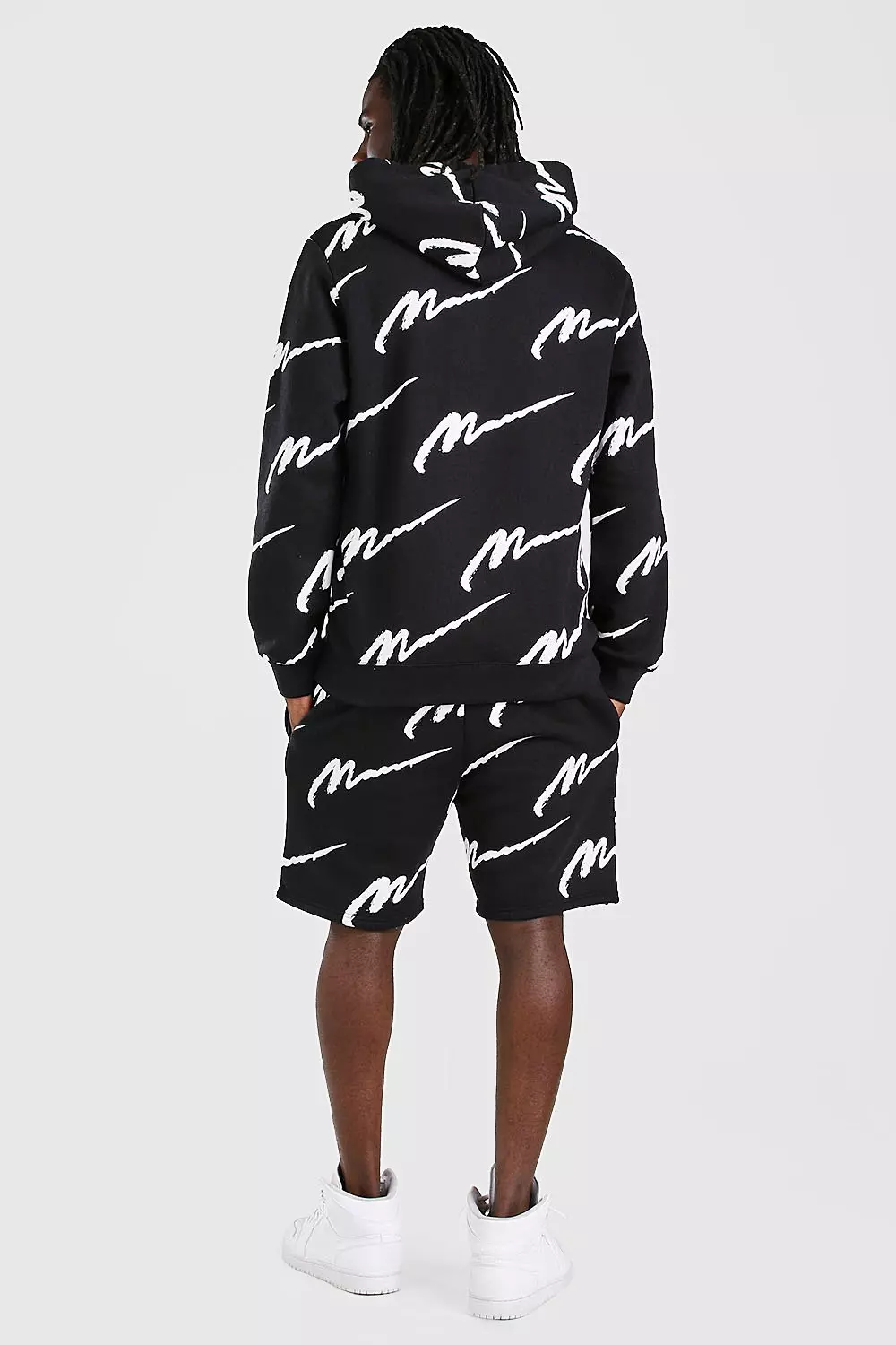 All Over MAN Printed Hooded Short Tracksuit boohooMAN