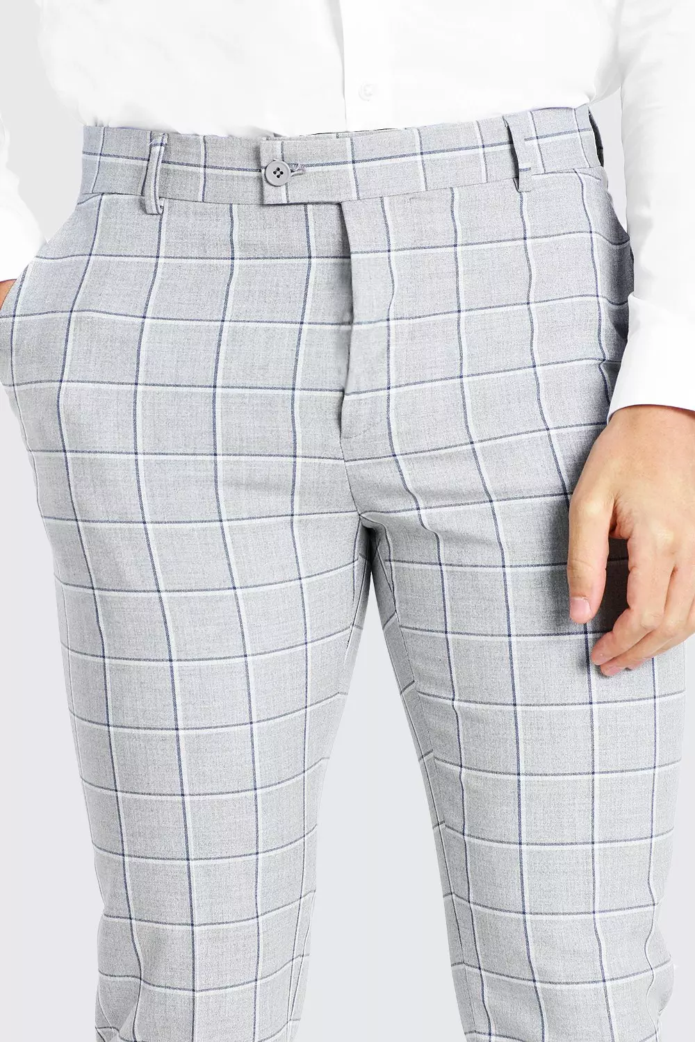Windowpane check cropped slim trousers top