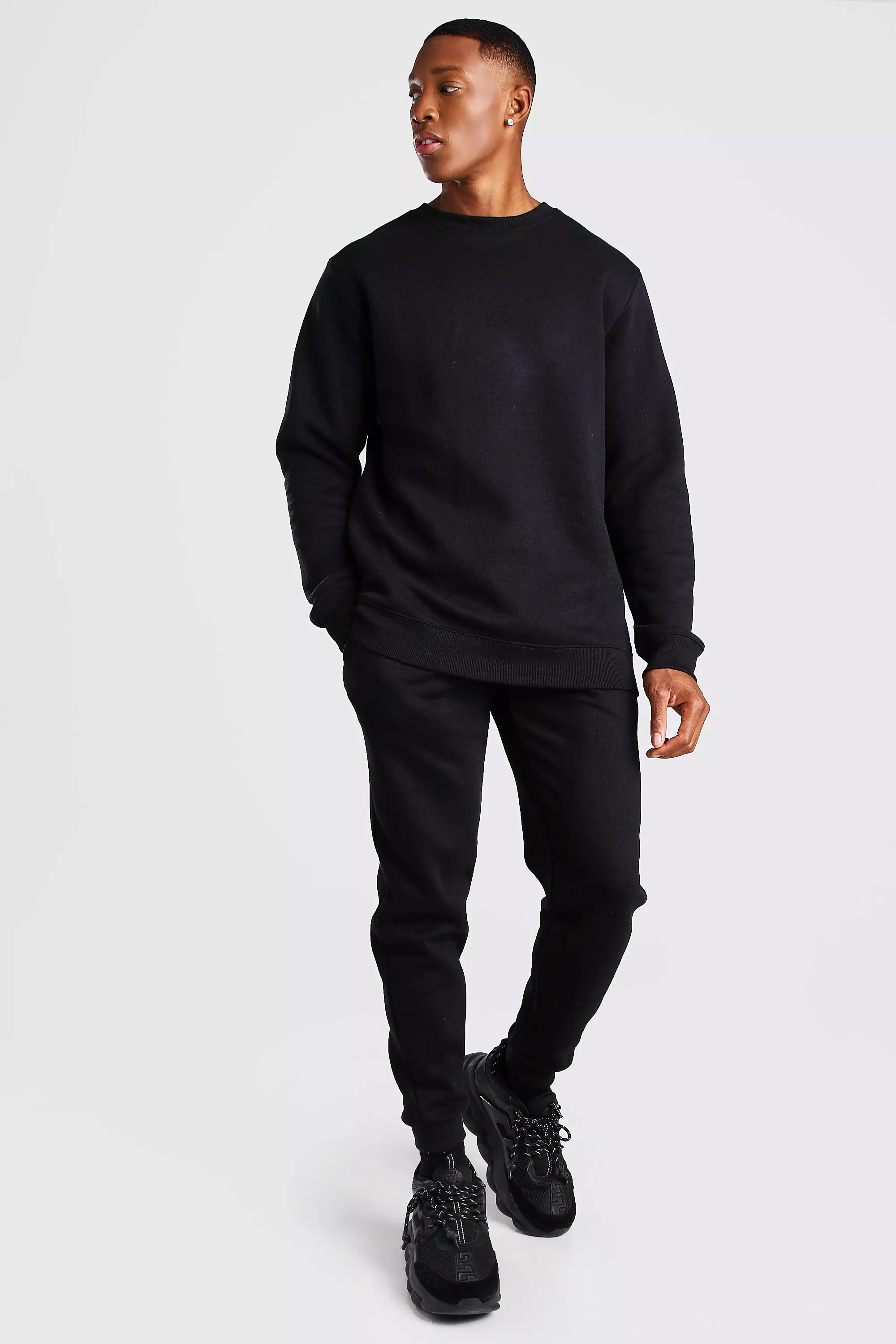 Boohooman cheap black tracksuit