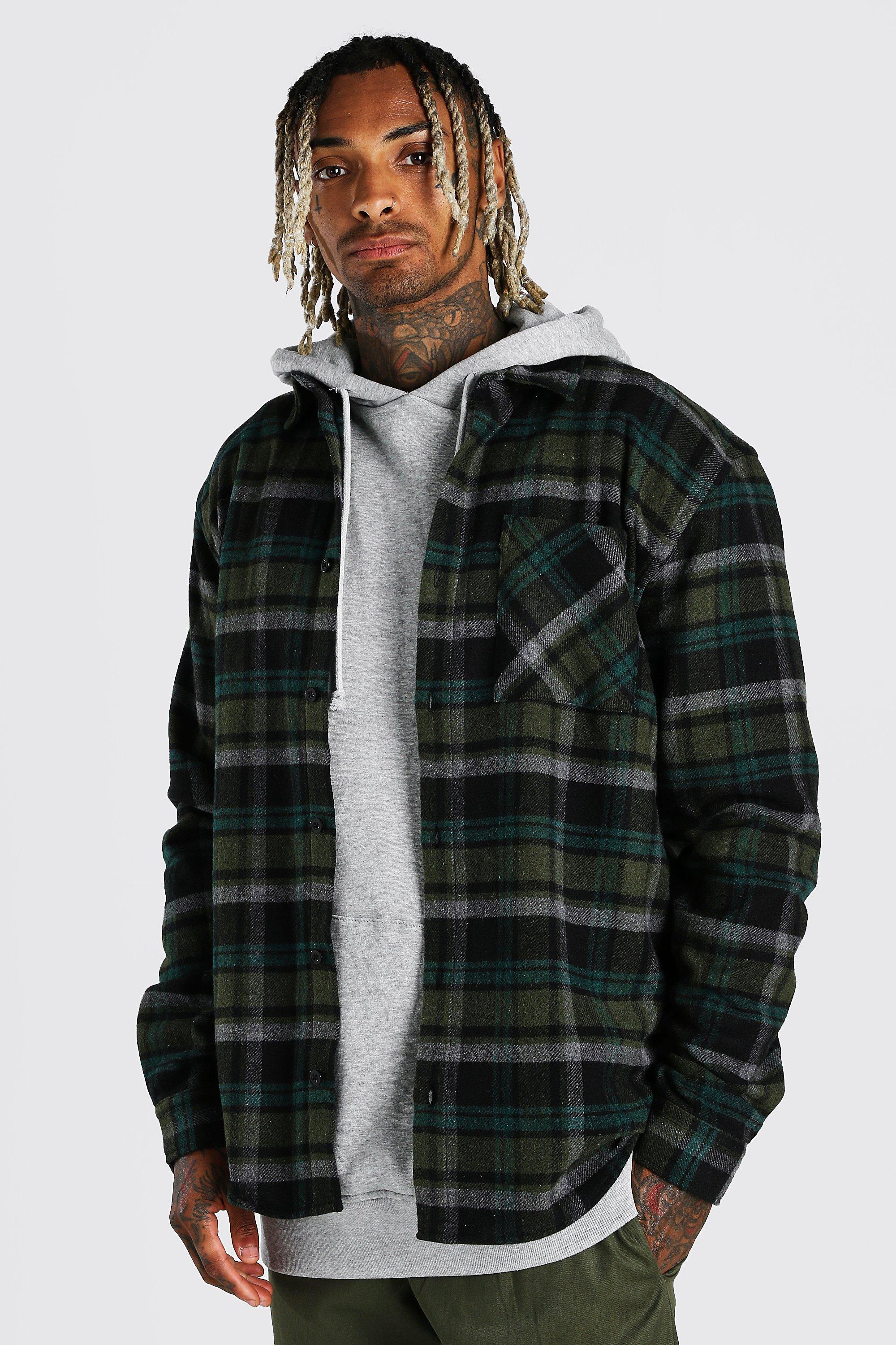 Heavy Weight Flannel Shirt Jacket | boohooMAN USA