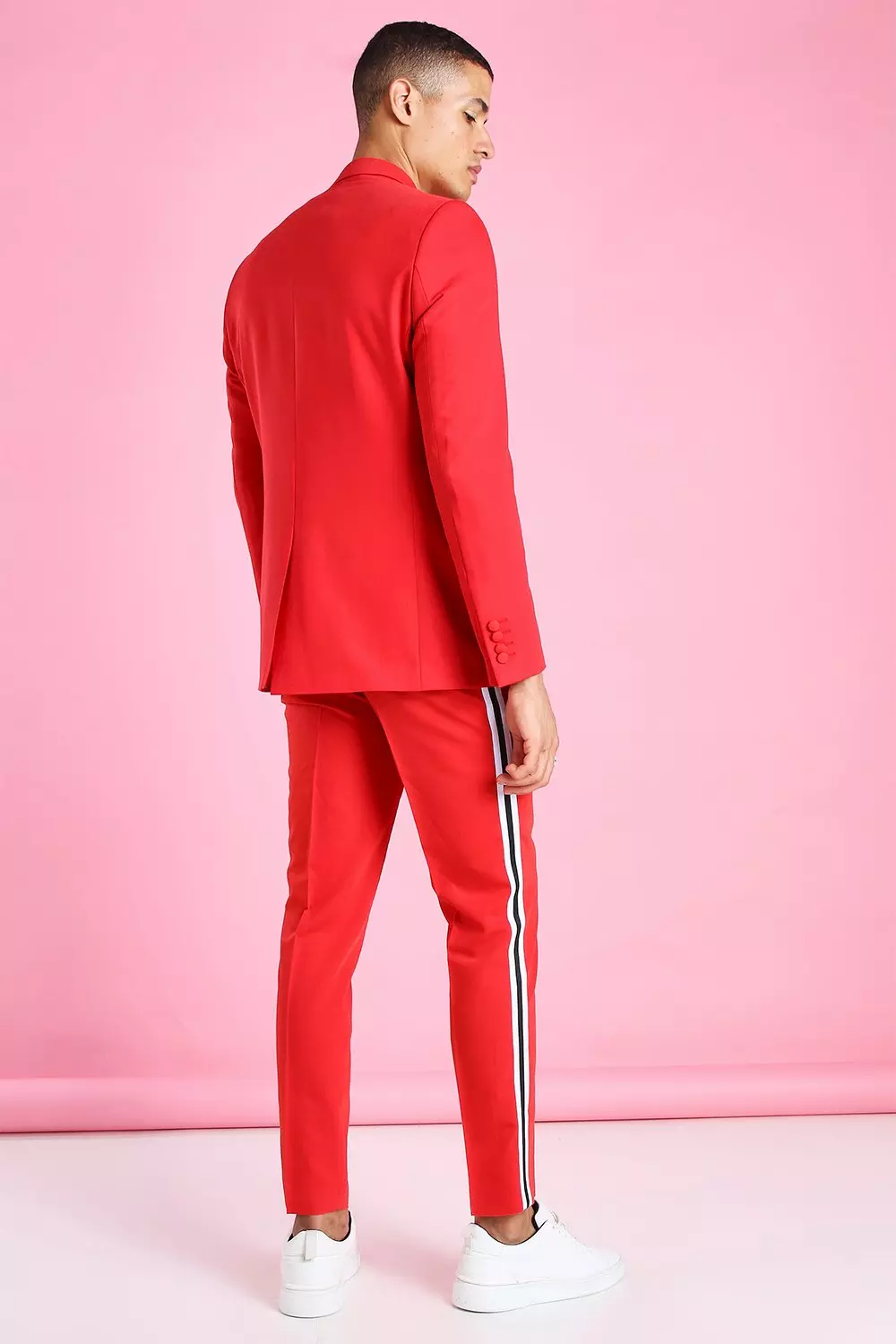 Skinny Plain Side Stripe Suit Pants boohooMAN USA