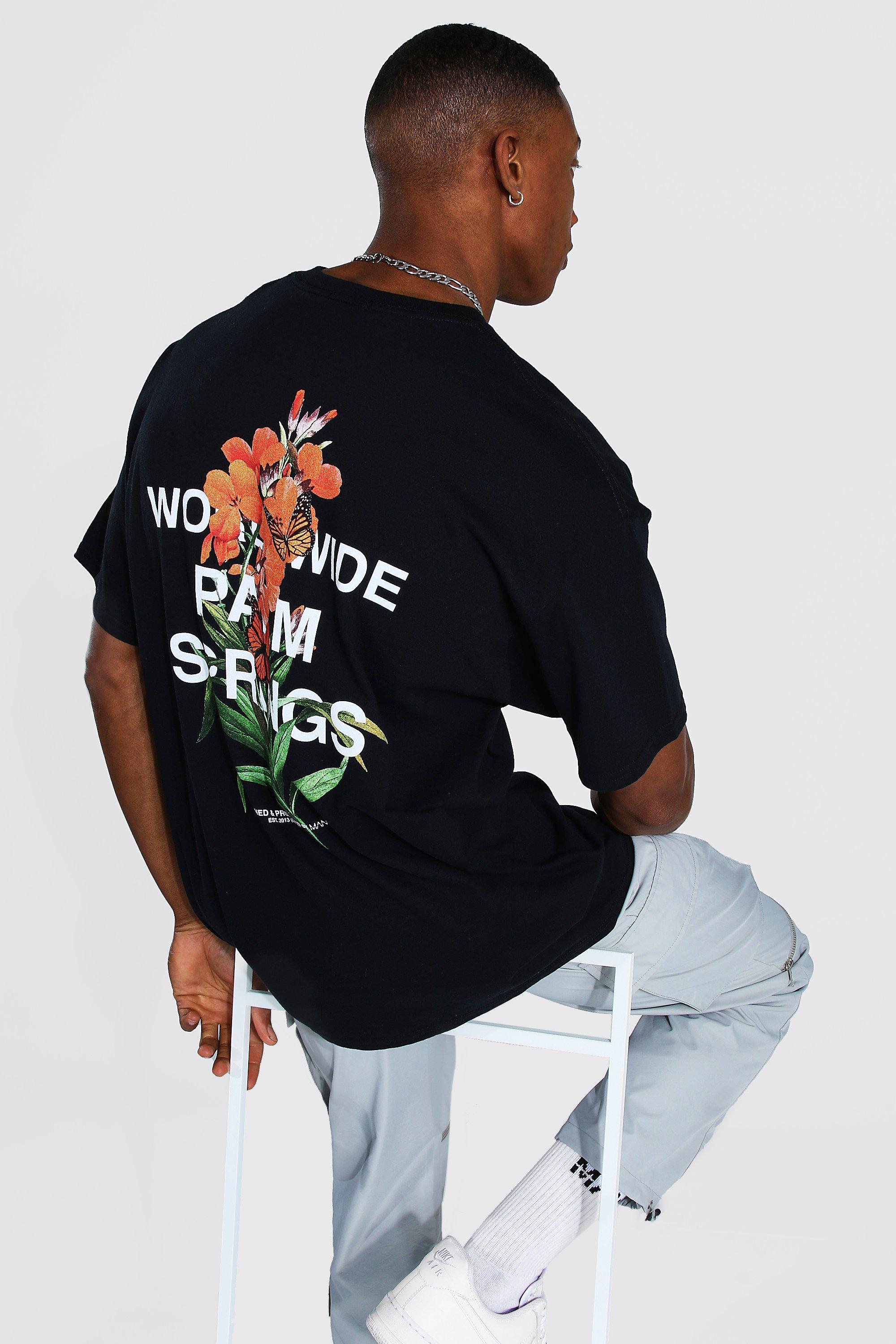 Oversized Floral Photo Back Print T-Shirt