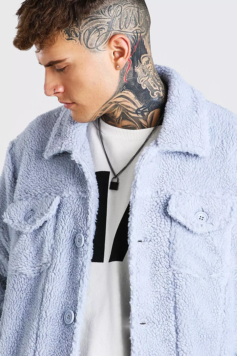 Veste camionneur doublure faux mouton boohooMAN FR