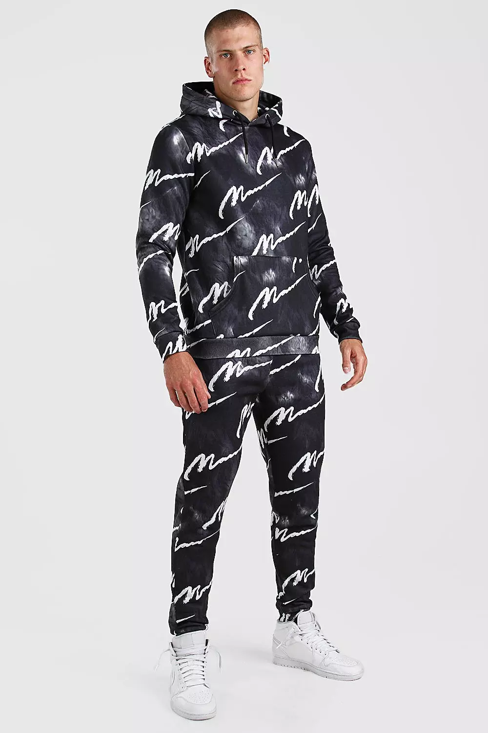 Tie Dye All Over Man Printed Hooded Tracksuit boohooMAN USA