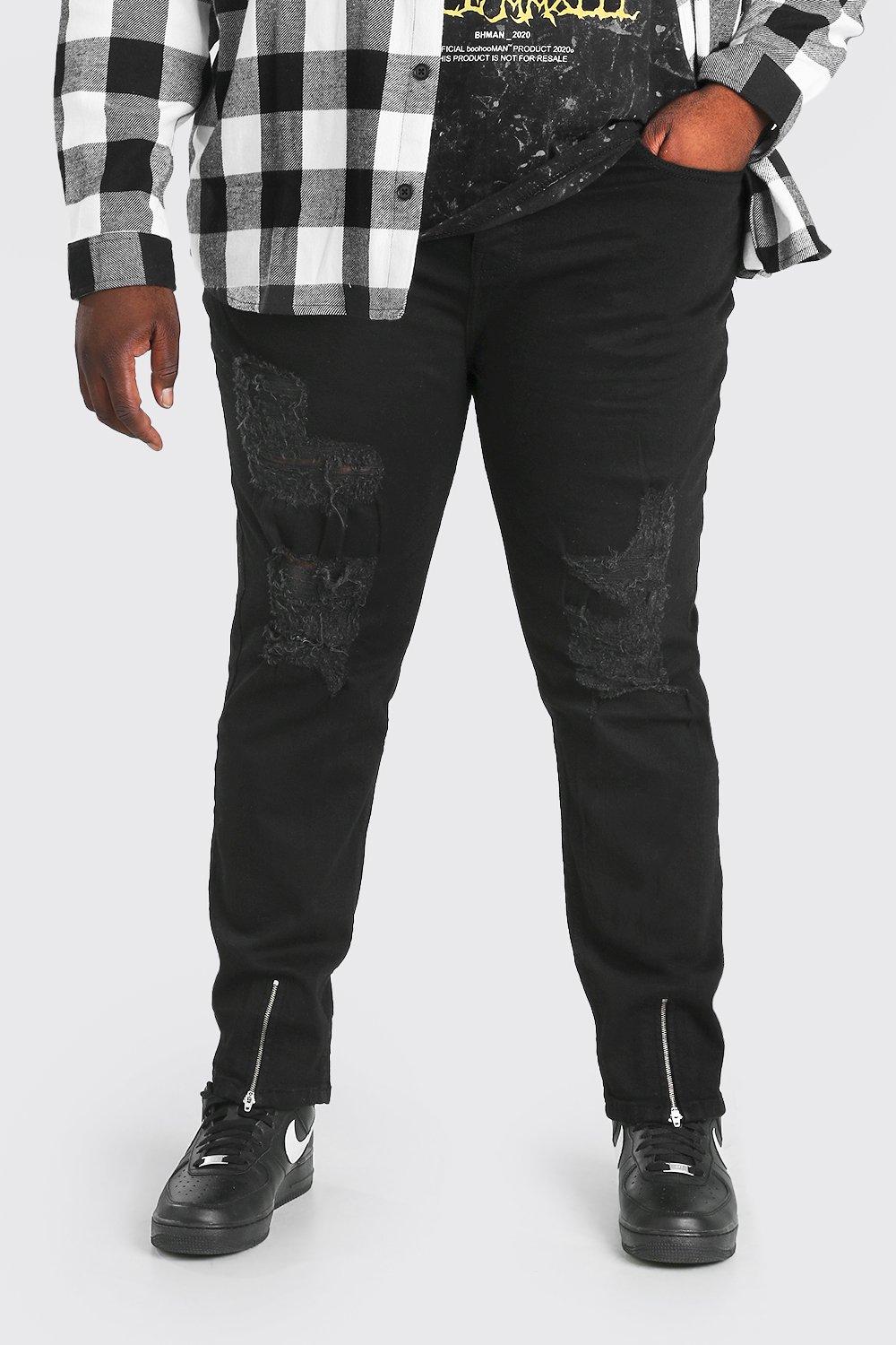 plus size black skinny jeans with rips