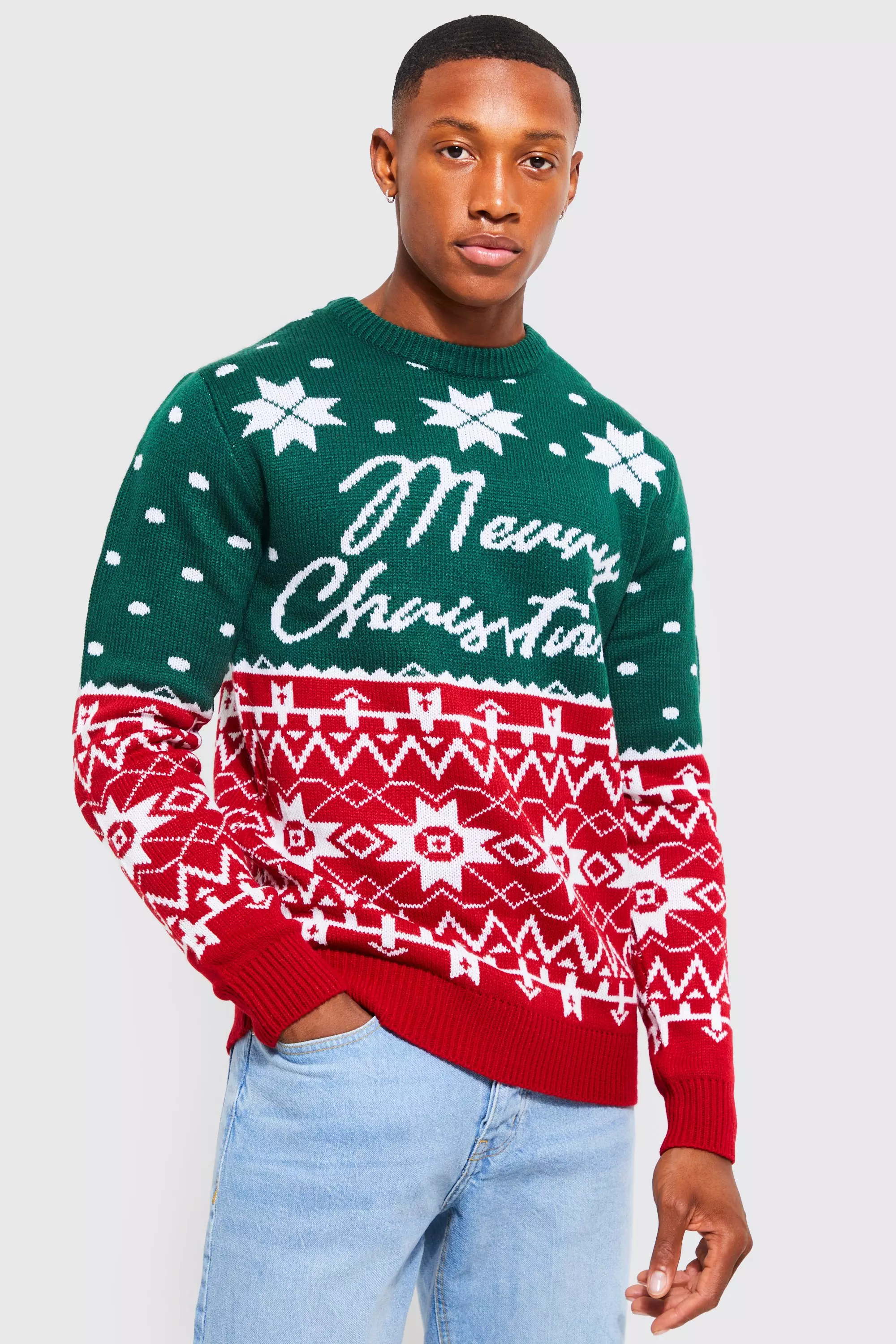Green Merry Christmas Fair Isle Jumper alternative image
