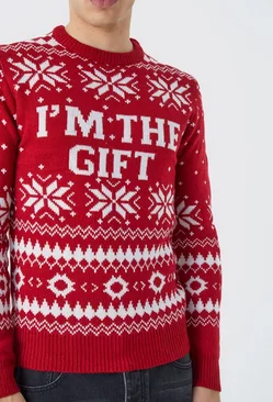 Red I'm The Gift Knitted Christmas Sweater