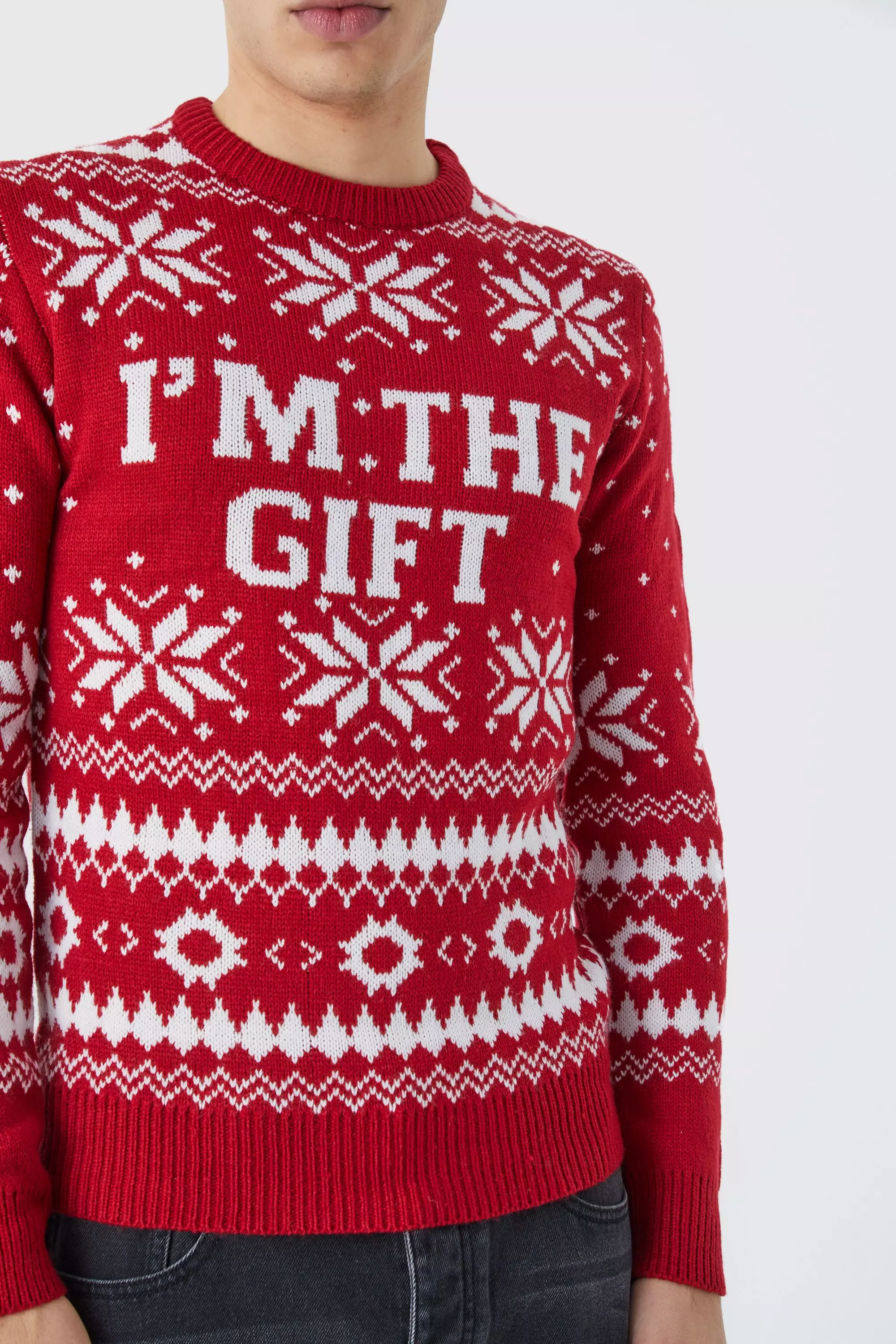 I m The Gift Knitted Christmas Sweater boohooMAN USA