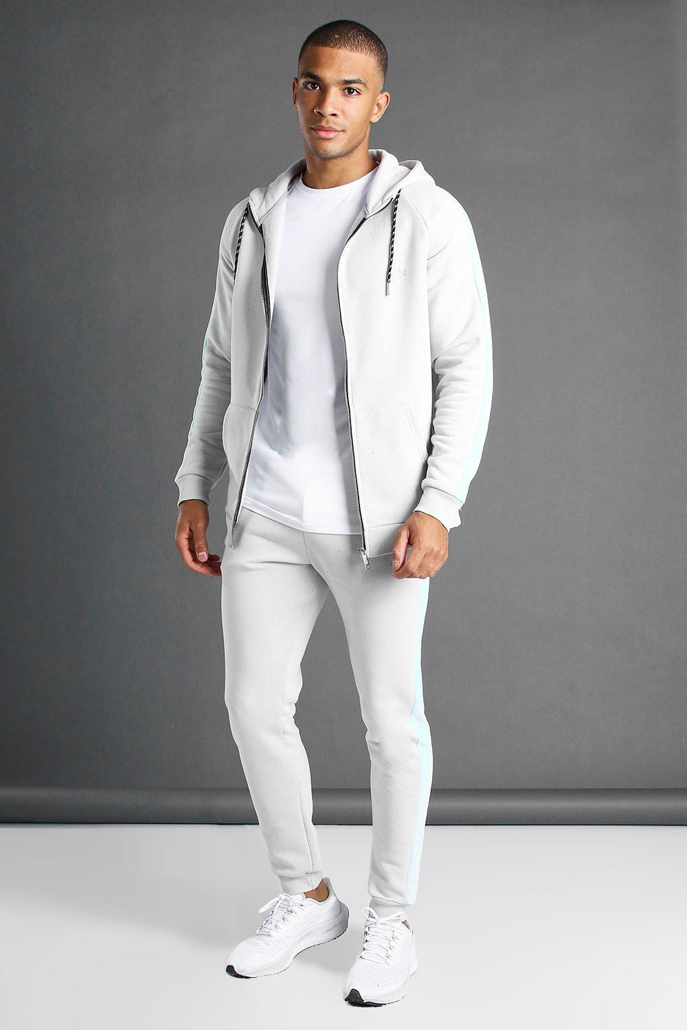 grey muscle fit tracksuit