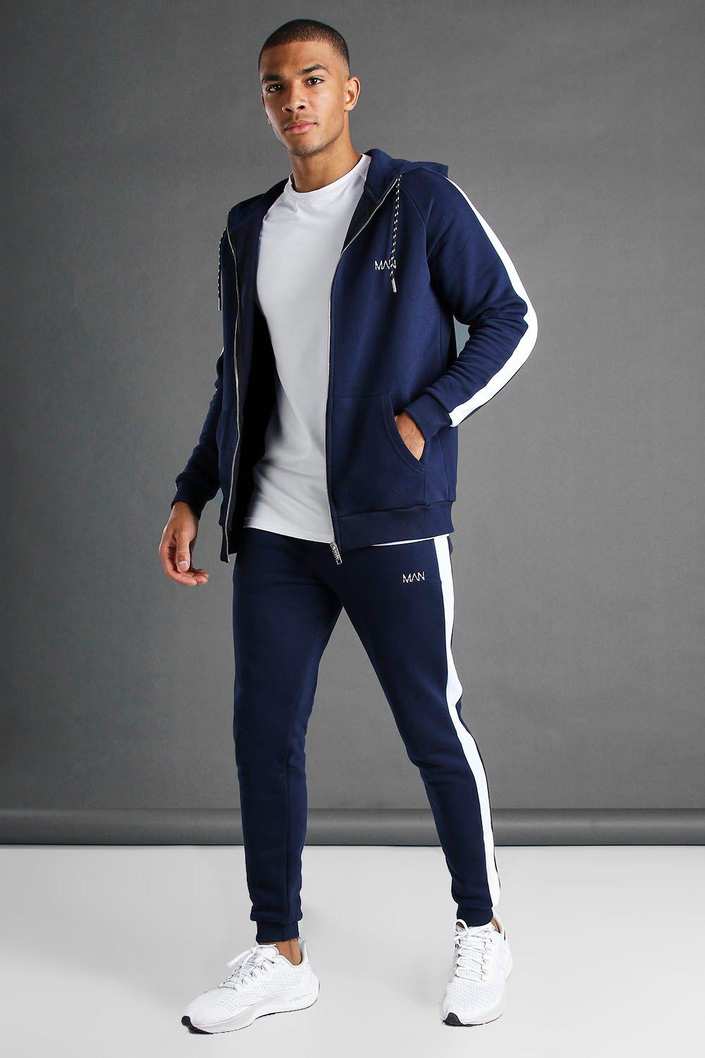 MAN Muscle Fit Hooded Detail Tracksuit | boohooMAN UK