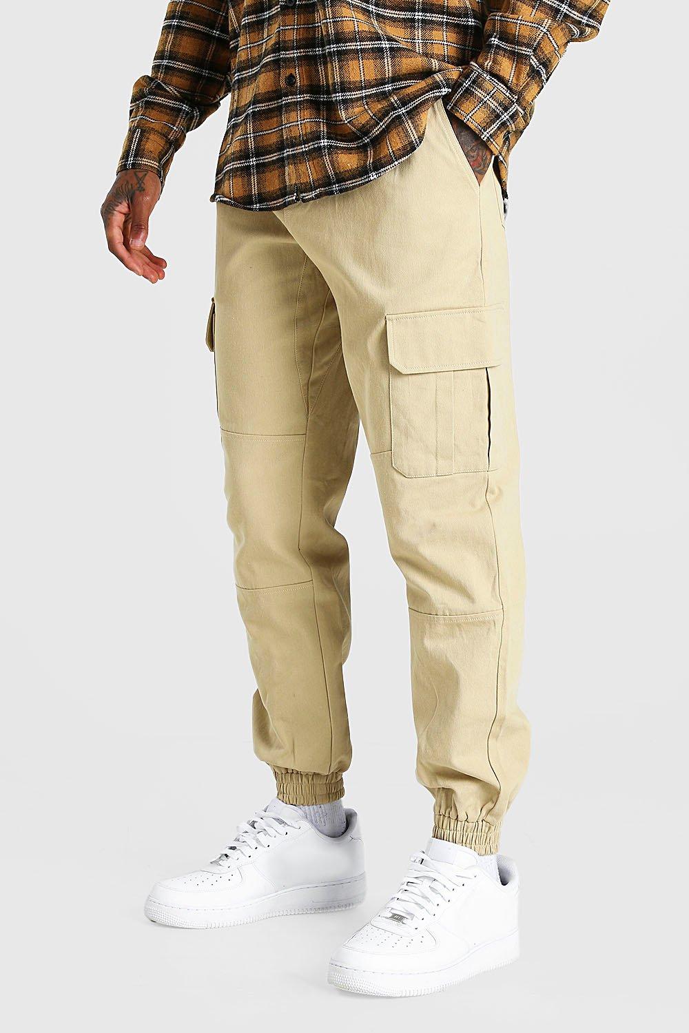 regular fit twill cargo trouser with cuff