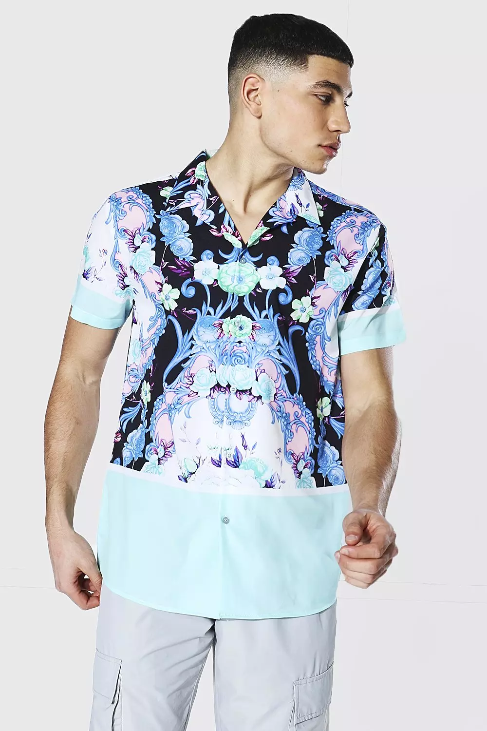 Mint Short Sleeve Floral Print Shirt alternative image