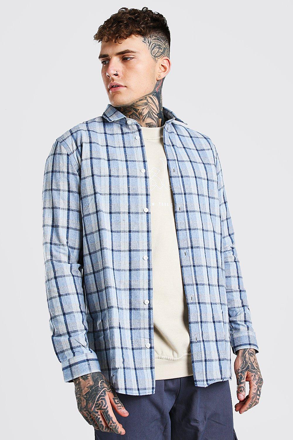 Long Sleeve Longline Flannel Shirt