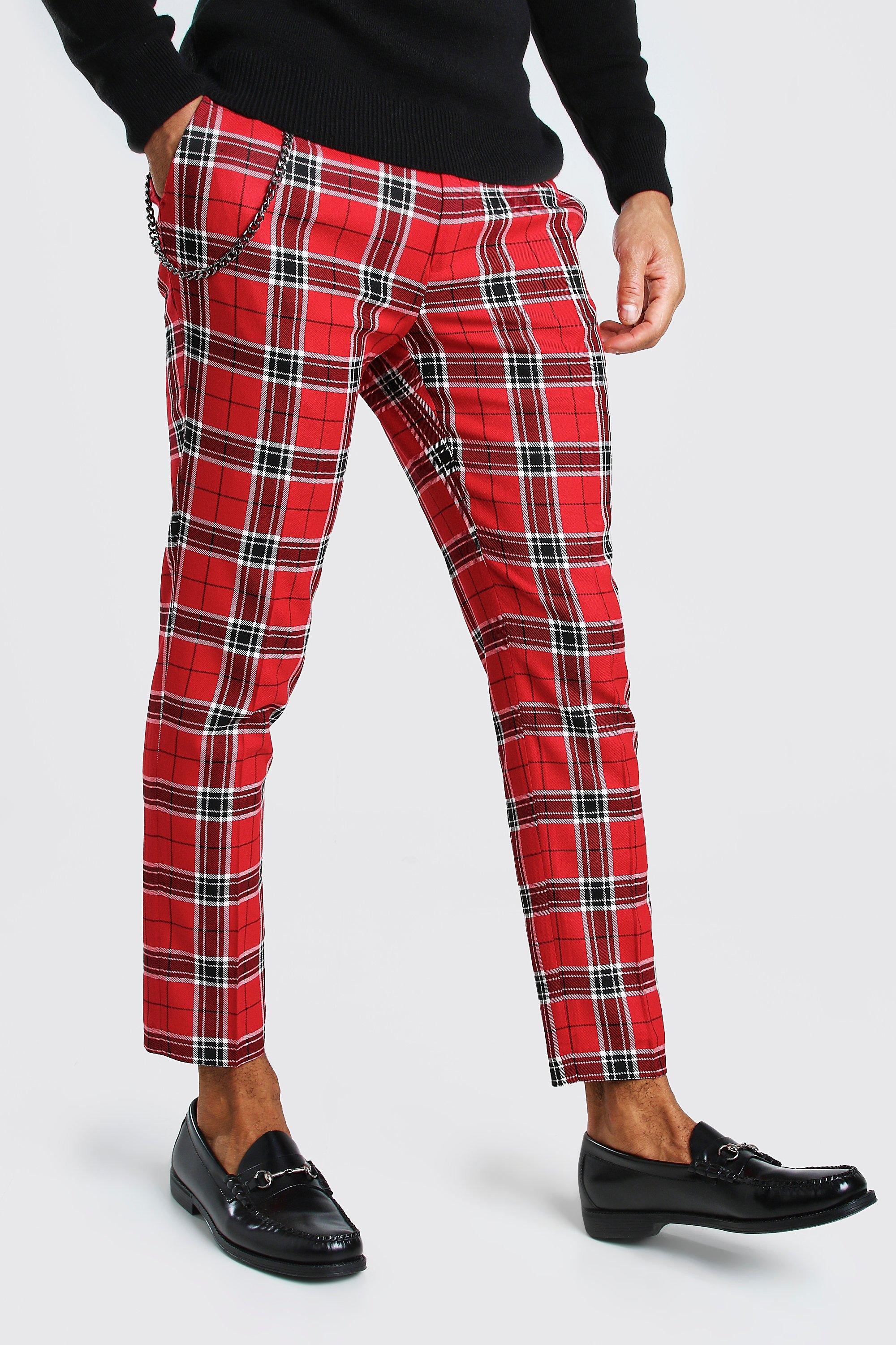 boohooman tartan trousers