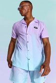 Lilac Short Sleeve Ombre Revere Shirt