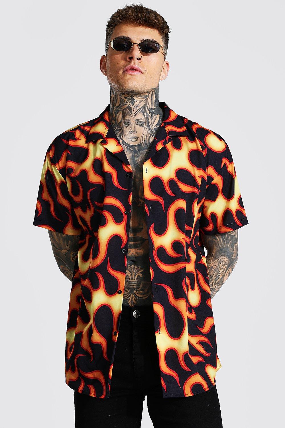 Short Sleeve Revere Flame Shirt