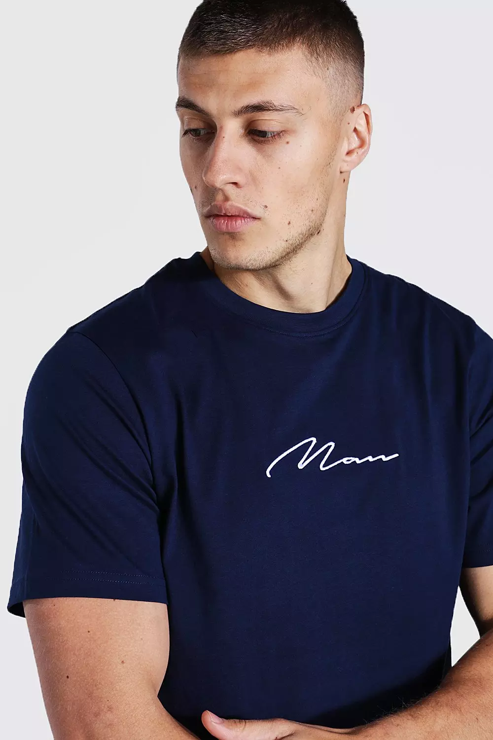 Man Signature Embroidered T shirt boohooMAN UK