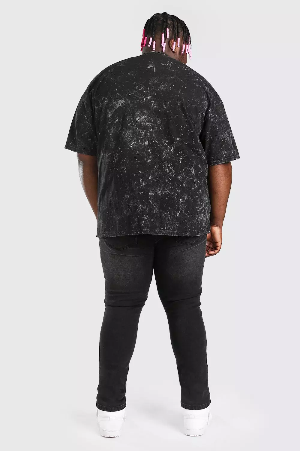 Plus Size Acid Wash Ram Skull Print T-Shirt alternative image