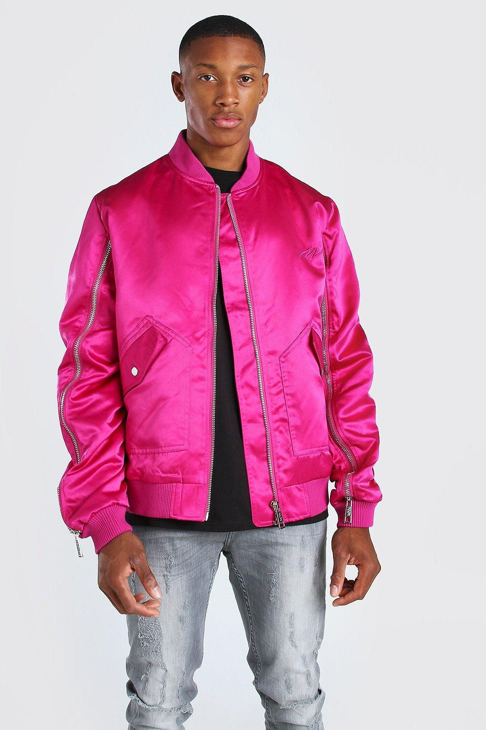 Monogrammed Pink Men's Bomber Jacket - Thotful Clothing®