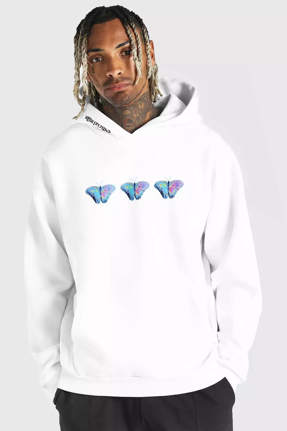 White hoodie with a butterfly sale