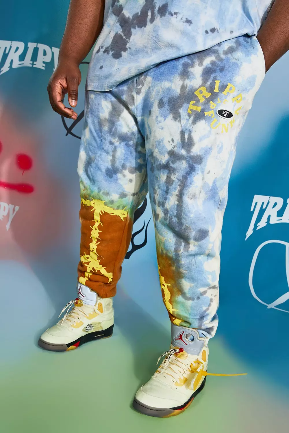 Plus Size Regular Fit Peace Tie Dye Jogger boohooMAN