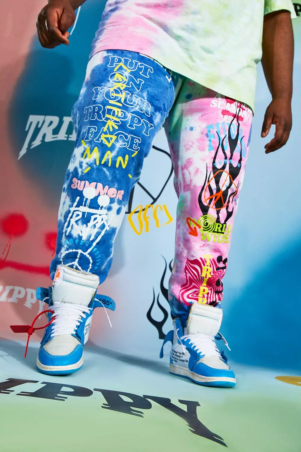 Plus Size Trippy Graphic Tie Dye Joggers boohooMAN UK