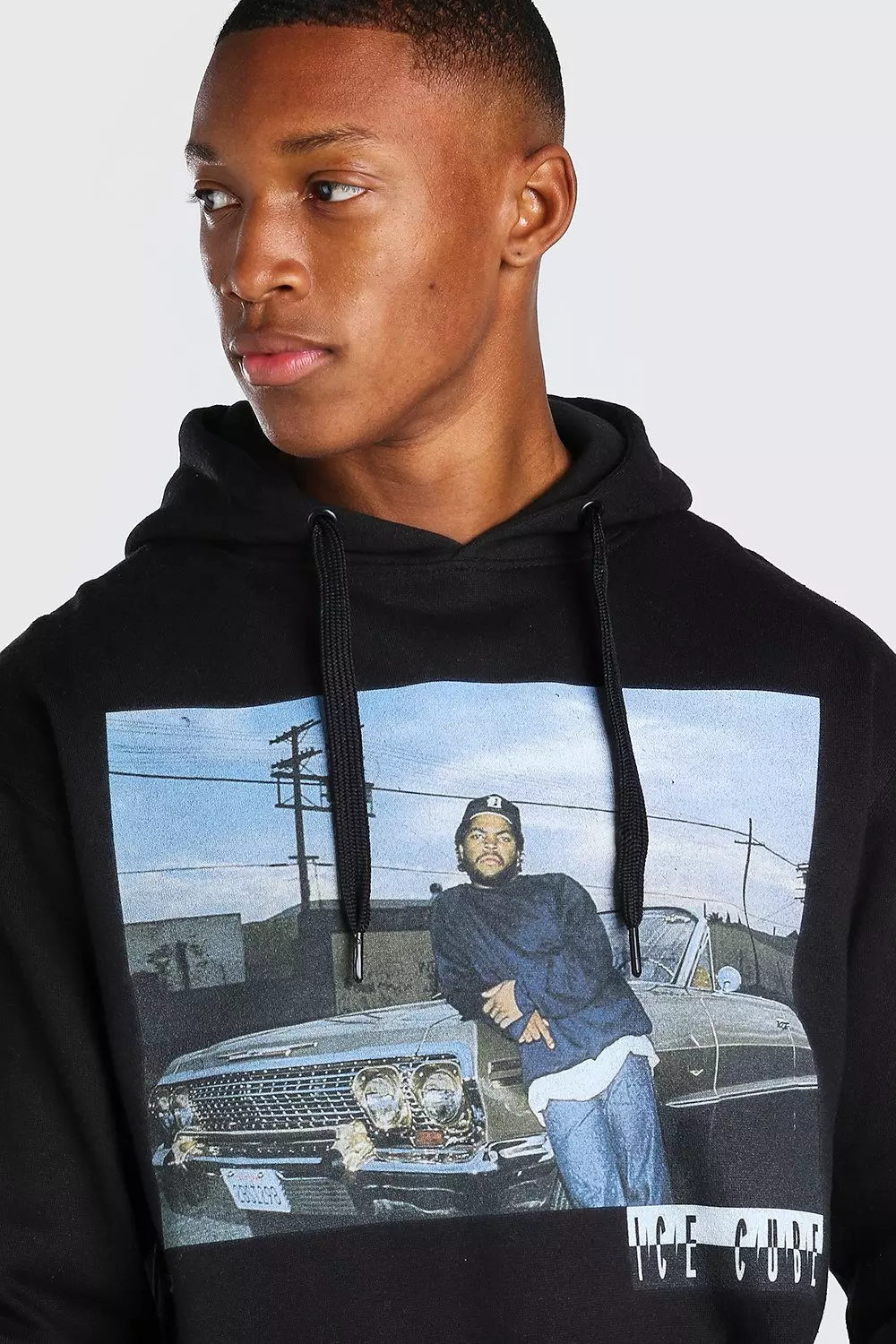 Ice Cube Car Print License Hoodie boohooMAN UK