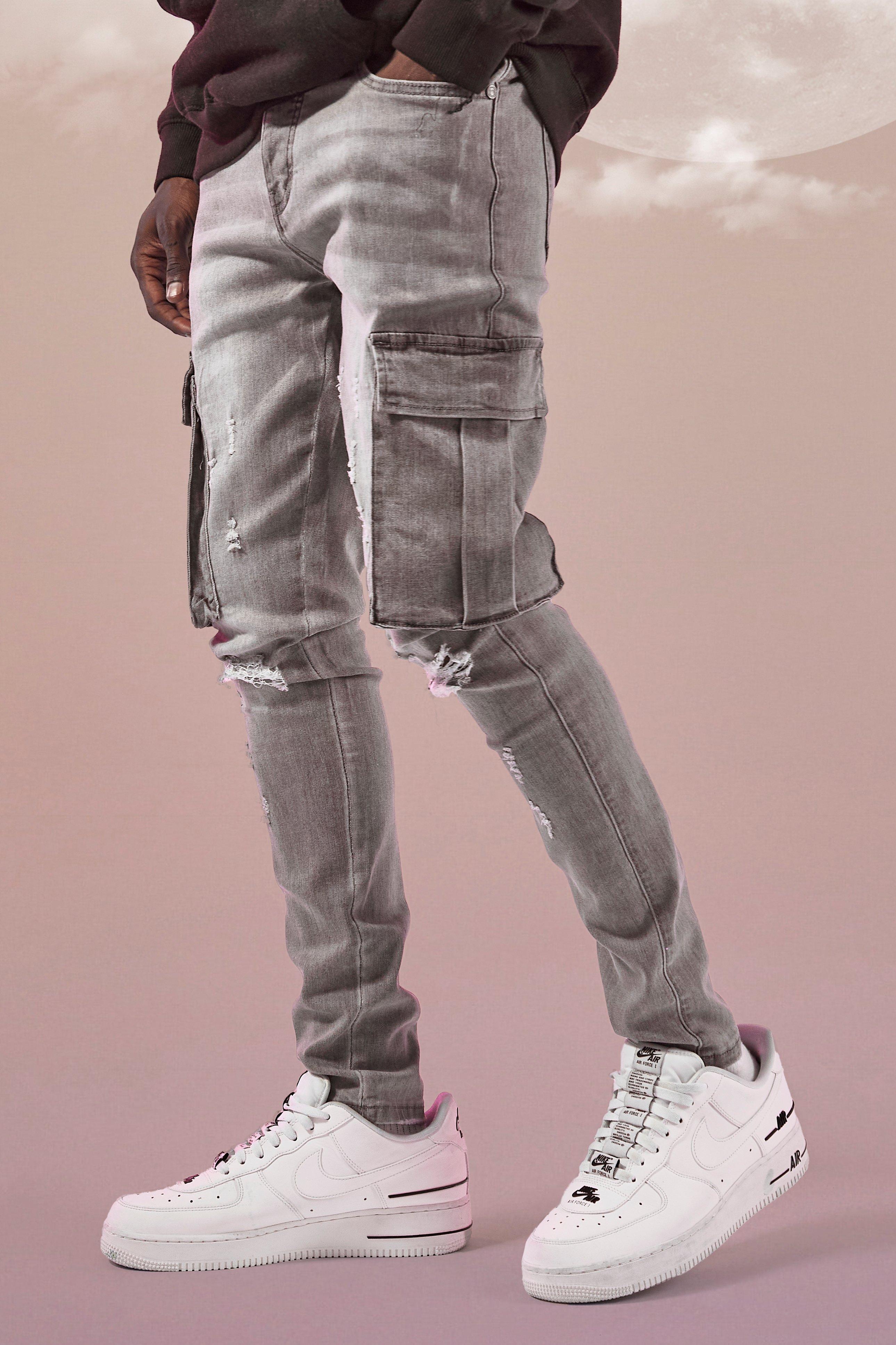 grey skinny cargo pants