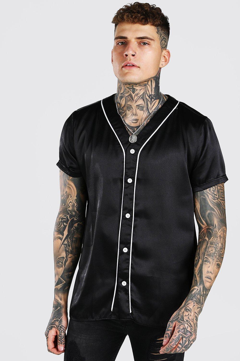 Mens Shirts For Men Loose Baseball Collar Button Front Plus Size