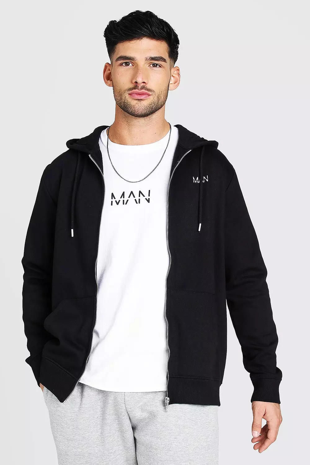 Boohooman zip hoodie hotsell