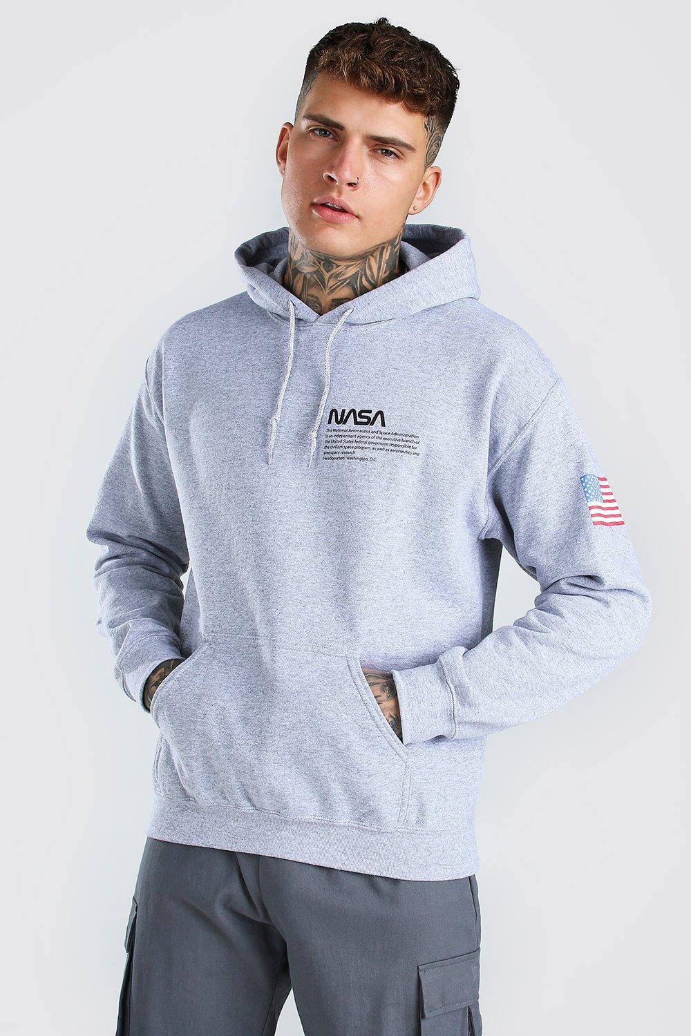 Nasa Chest And Sleeve Print Hoodie boohooMAN UK