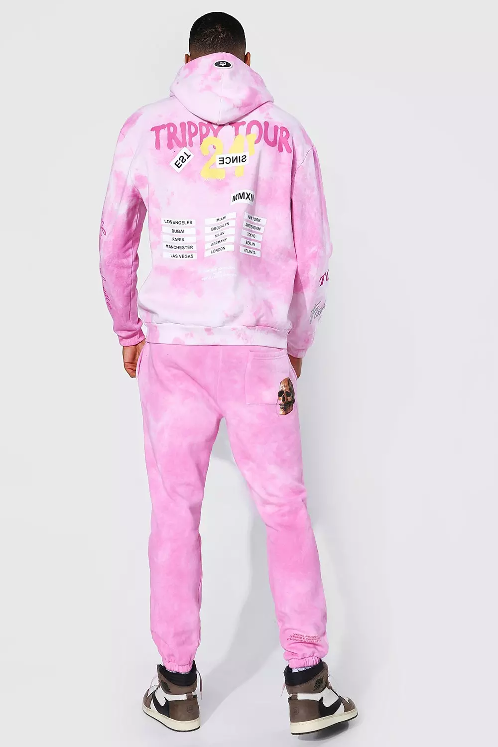 Tall Regular Fit Trippy Skull Tie Dye Joggers boohooMAN IE