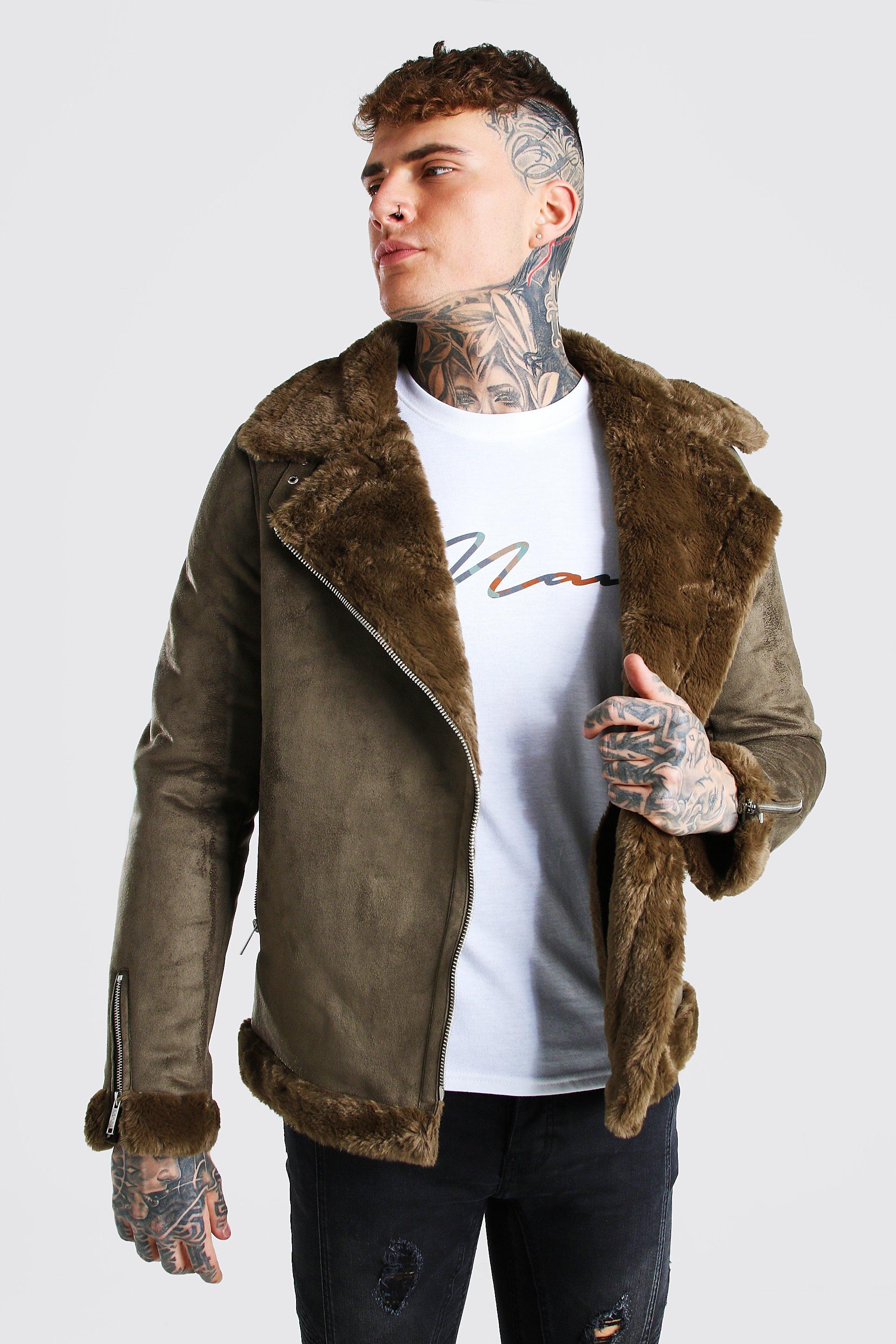 Boohooman faux 2025 fur jacket