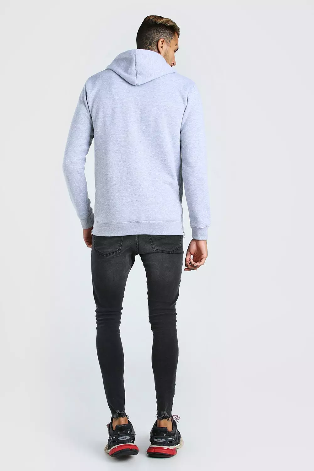 Grey marl Longline MAN Signature Hoodie With Side Zips alternative image