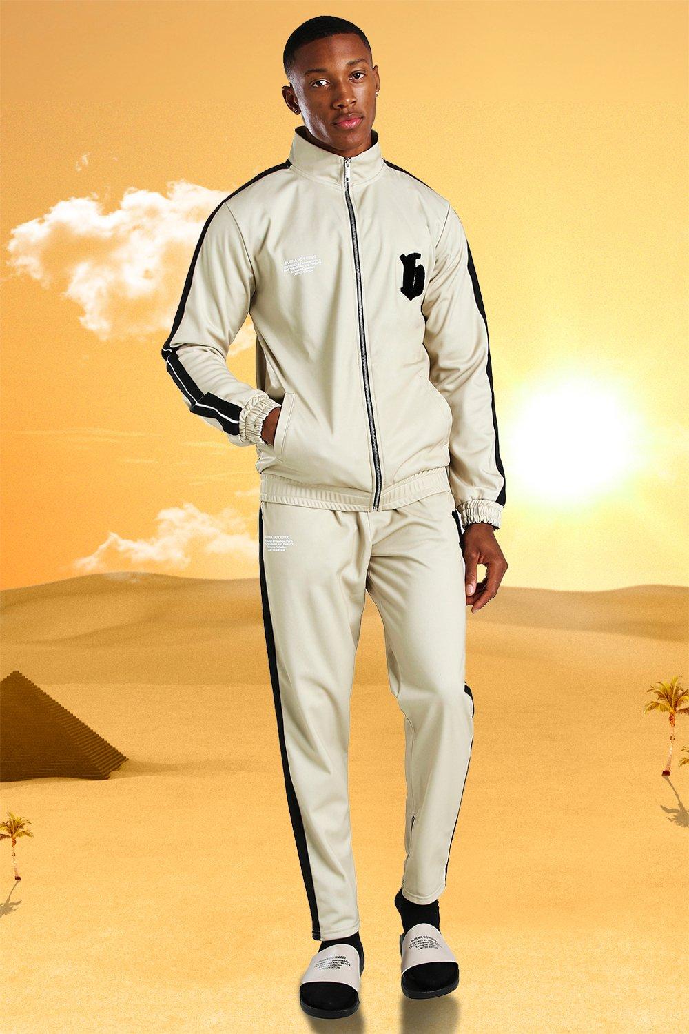 boohooman beige tracksuit