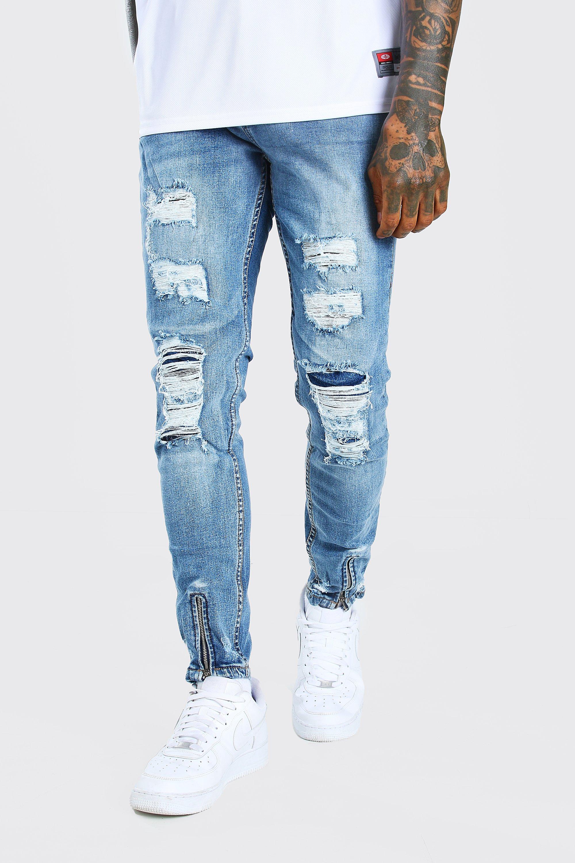 over distressed jeans