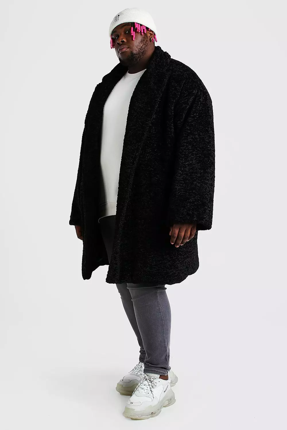 Black Plus Size Faux Fur Teddy Coat alternative image