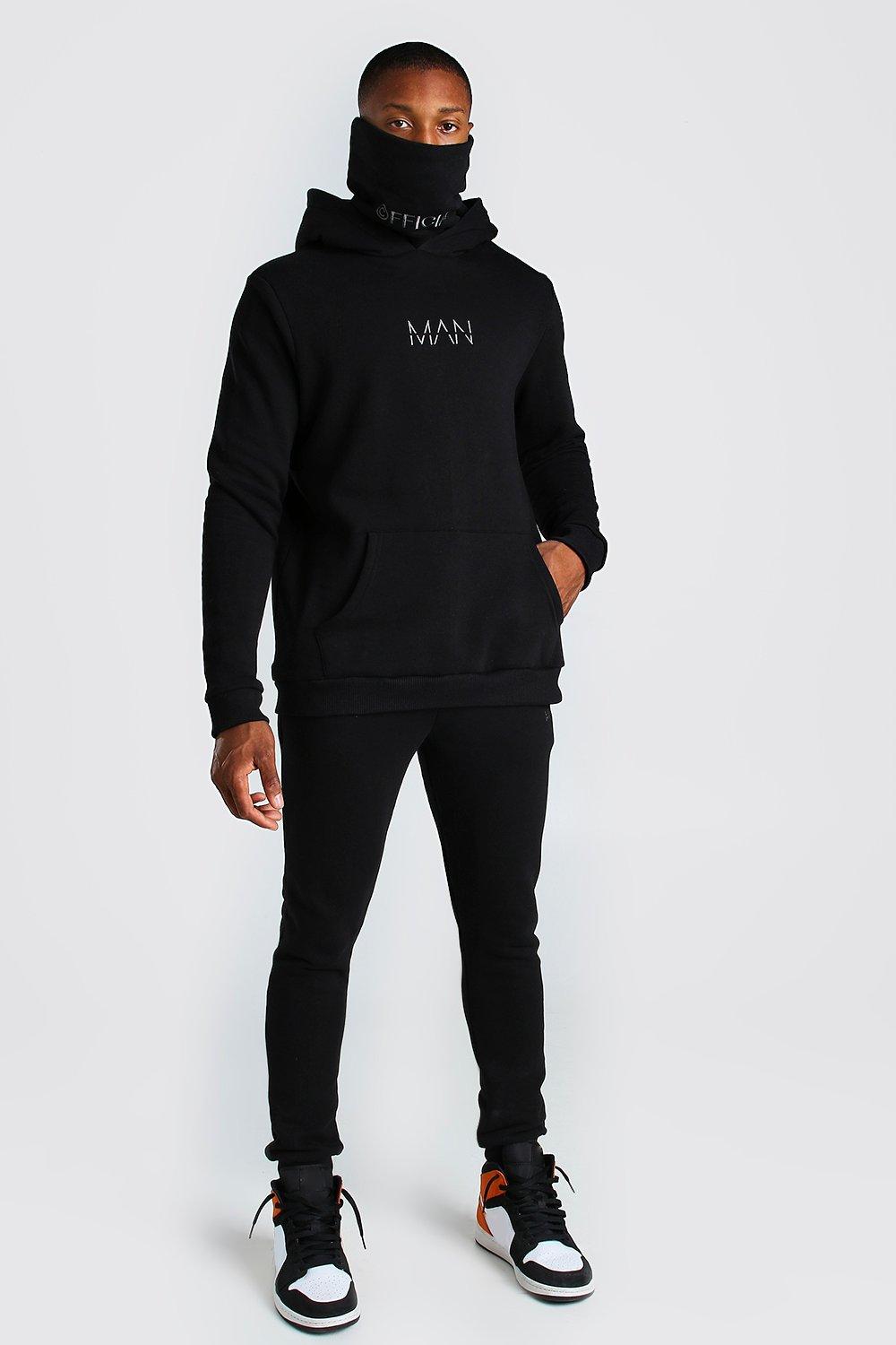 Boohooman black sale tracksuit